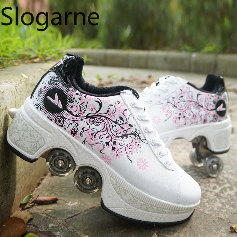 Women'S Shoes To Men'S - Mulher 4 rodas deformação patins sapatos