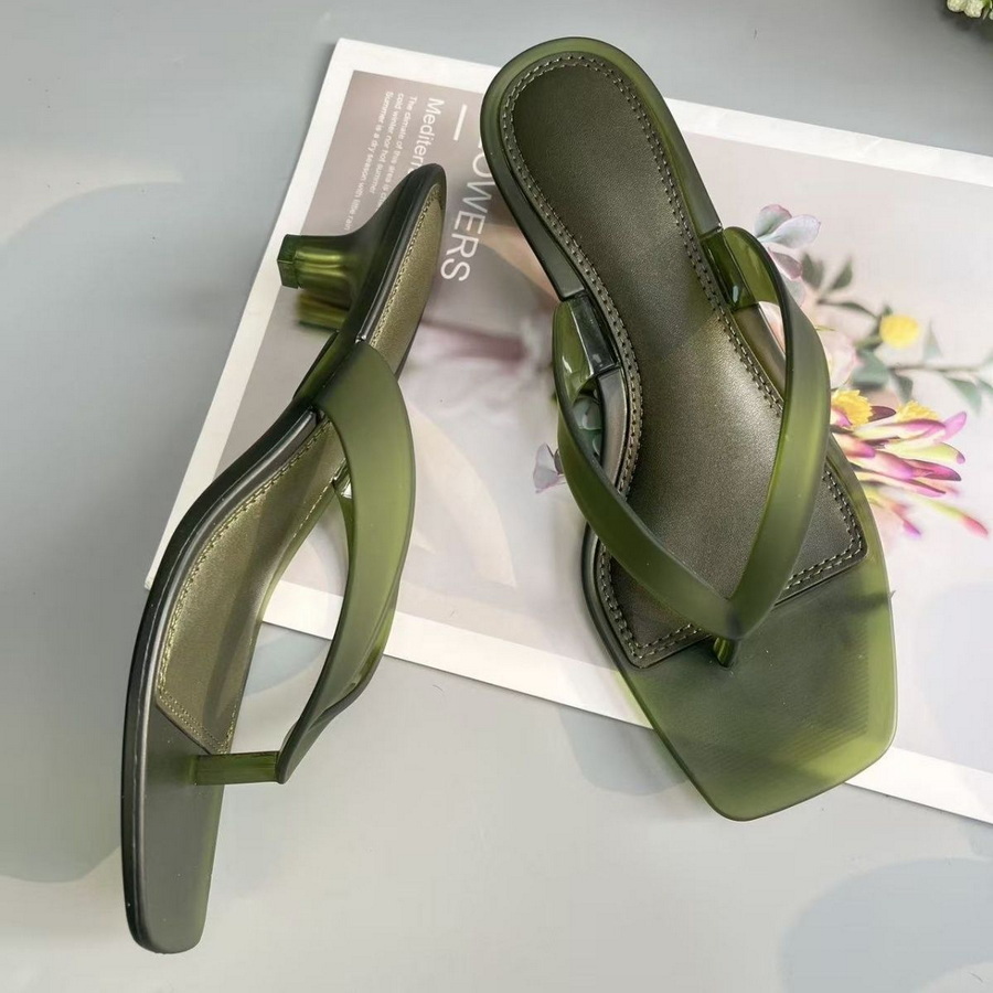 Women'S Shoes Kitten Heels - Sandálias Femininas Coreanas de PVC Verde