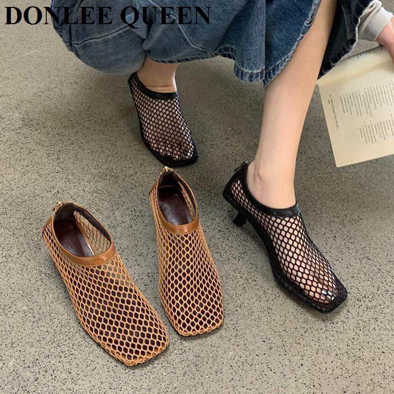 Women'S Shoes Kitten Heels - Sandálias Mule Vintage de Malha com