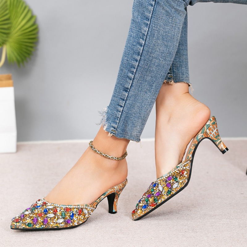 Luxo strass gatinho salto chin - Women'S Shoes Kitten Heels avaliação e preço
