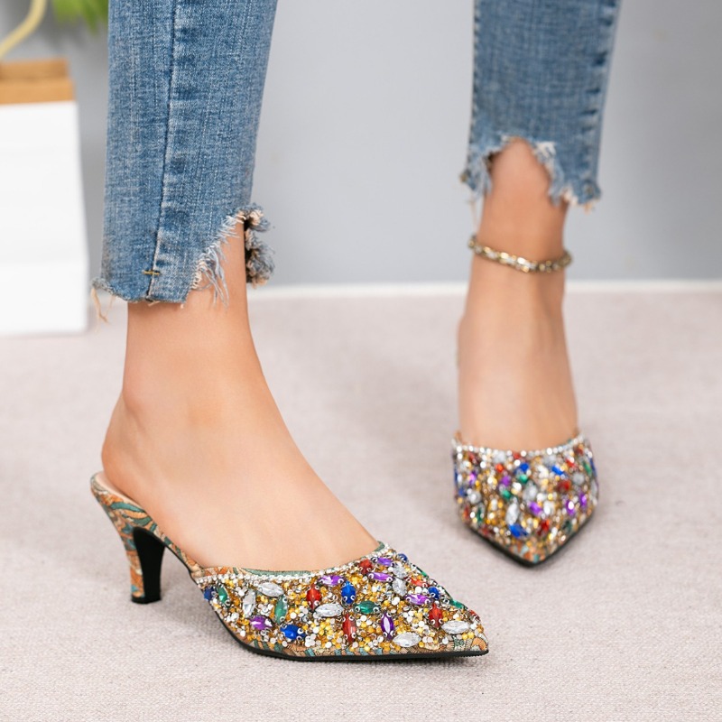 Luxo strass gatinho salto chin - Women'S Shoes Kitten Heels avaliação e preço