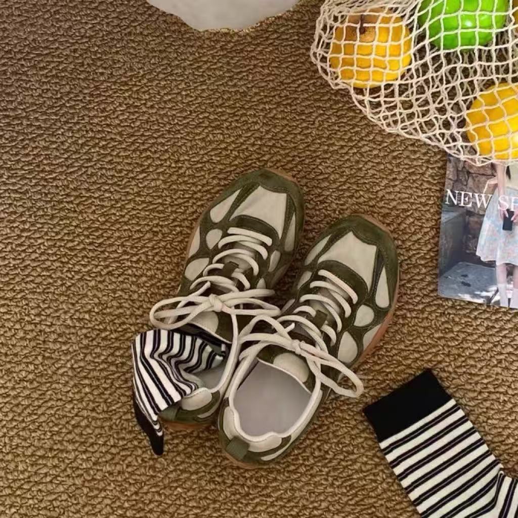 Tênis vintage com patchwork e  - Women'S Shoes Round Toe avaliação e preço